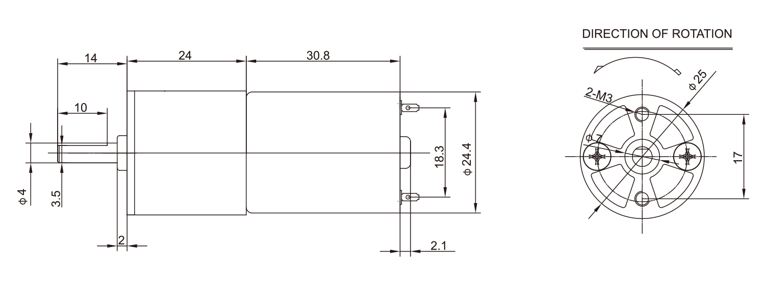 ギアボックスモーター_25JZG2431_Outline-drawing